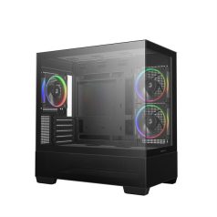   DeepCool Számítógépház - CG380 3F (fekete, ablakos, 3x12cm A-RGB, BTF, mATX, 2xUSB3.0, 1xUSB2.0)