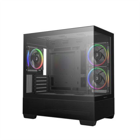 DeepCool Számítógépház - CG380 3F (fekete, ablakos, 3x12cm A-RGB, BTF, mATX, 2xUSB3.0, 1xUSB2.0)