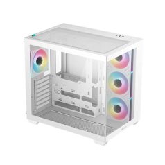   DeepCool Számítógépház - CG530 4F WH (fehér, ablakos, 4x12cm A-RGB, BTF, ATX, 2xUSB3.0, 1xUSB2.0)