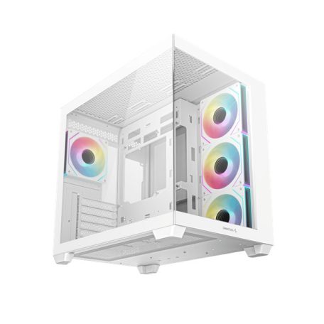 DeepCool Számítógépház - CG530 4F WH (fehér, ablakos, 4x12cm A-RGB, BTF, ATX, 2xUSB3.0, 1xUSB2.0)
