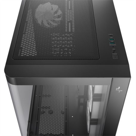 DeepCool Számítógépház - CG530U 4F (fekete, ablakos, 4x12cm A-RGB, BTF, ATX, 2xUSB3.0, 1xUSB2.0)