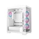 DeepCool Számítógépház - CG580 4F WH (fehér, ablakos, 4x12cm A-RGB, BTF, ATX, 2xUSB3.0, 1xUSB2.0)