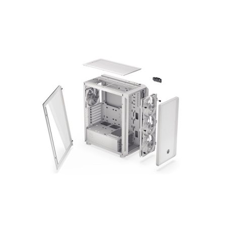 Endorfy Számítógépház - Arx 500 White ARGB (ATX/micro ATX/ITX, 1xUSB-C, 2xUSB3.0, 4x14cm LED ventilátor, ablakos, fehér)