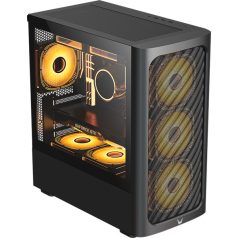   Formula Számítógépház - Air Mesh G3 Black (fekete, ablakos, 1x12cm venti, mATX, 1xUSB3.0, 2xUSB2.0)