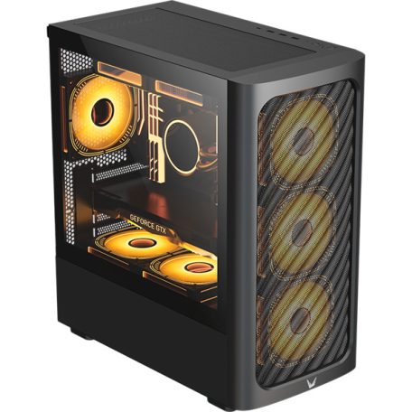 Formula Számítógépház - Air Mesh G3 Black (fekete, ablakos, 1x12cm venti, mATX, 1xUSB3.0, 2xUSB2.0)