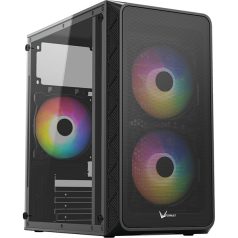   Formula Számítógépház - Air Mesh G4 Black (fekete, ablakos, 1x12cm venti, mATX, 1xUSB3.0, 1xUSB2.0)