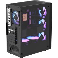   Formula Számítógépház - Air Power G1 Plus Black (fekete, ablakos, 6x12cm venti, mATX, 1xUSB3.0, 1xUSB2.0, 1xType-C)