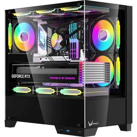 Formula Számítógépház - Crystal Z1M Black (fekete, ablakos, mATX, 1xUSB3.0, 1xUSB2.0)