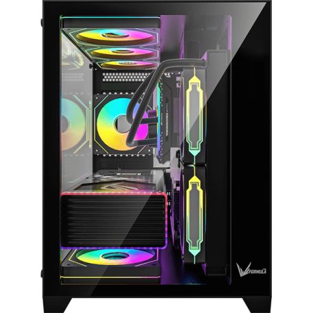 Formula Számítógépház - Crystal Z5 Black (fekete, ablakos, 1x12cm venti, mATX , 1xUSB3.0, 1xUSB2.0, 1xType-C)