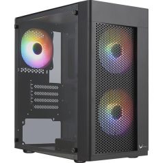   Formula Számítógépház - FG-01M FR (fekete, ablakos, 3x12cm FRGB venti, mATX, 1xUSB3.0, 2xUSB2.0)