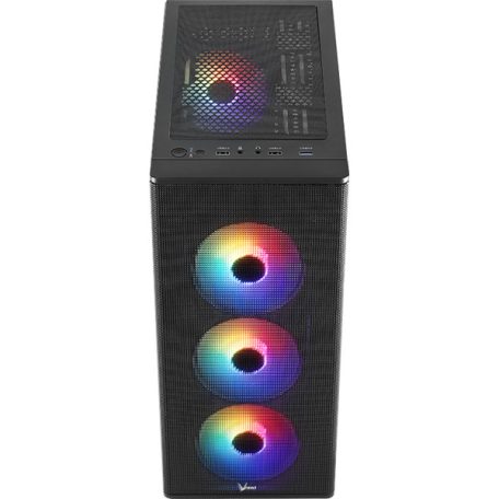 Formula Számítógépház - FG-06 AR (fekete, ablakos, 4x12cm ARGB venti, mATX, 1xUSB3.0, 2xUSB2.0)