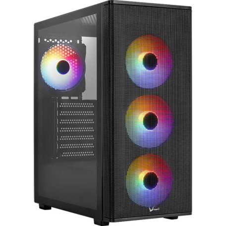 Formula Számítógépház - FG-06 AR (fekete, ablakos, 4x12cm ARGB venti, mATX, 1xUSB3.0, 2xUSB2.0)