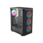 ID-Cooling Számítógépház - WARE 310 ARGB (ablakos, 4x12cm A-RGB, ATX, USB3.0, 1xUSB-C, 1xUSB2.0, fekete)