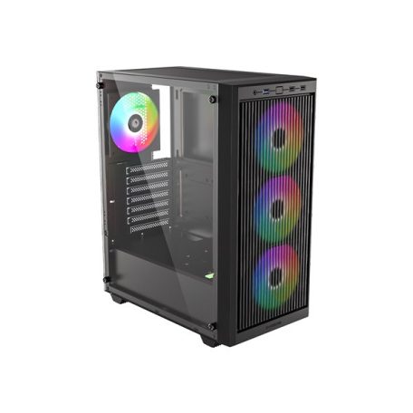 ID-Cooling Számítógépház - WARE 310 ARGB (ablakos, 4x12cm A-RGB, ATX, USB3.0, 1xUSB-C, 1xUSB2.0, fekete)