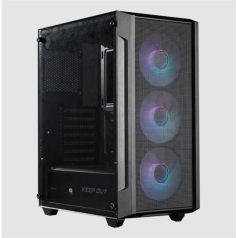   KEEP OUT Számítógépház - XC-200 MESH (fekete, ablakos, 3x12cm RGB venti, ATX, 2xUSB2.0, 1xUSB3.0)