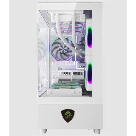 KEEP OUT Számítógépház - XC-301W GLASS (fehér, ablakos, 3x12cm ARGB venti, microATX, 1xUSB2.0, 1xUSB3.0)