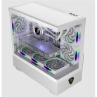 KEEP OUT Számítógépház - XC-301W GLASS (fehér, ablakos, 3x12cm ARGB venti, microATX, 1xUSB2.0, 1xUSB3.0)
