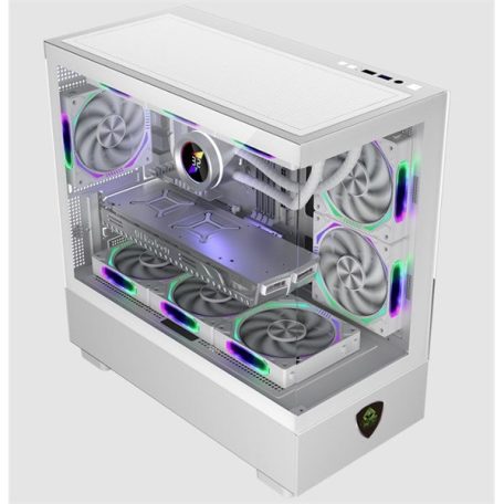 KEEP OUT Számítógépház - XC-301W GLASS (fehér, ablakos, 3x12cm ARGB venti, microATX, 1xUSB2.0, 1xUSB3.0)