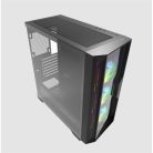 KEEP OUT Számítógépház - XC-500 GLASS (fekete, ablakos, 3x12cm ARGB venti, EATX, microATX, 2xUSB2.0, 1xUSB3.0)