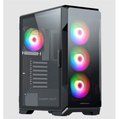   KEEP OUT Számítógépház - XC-901 PRO (fekete, ablakos, 4x12cm ARGB venti, microATX,  1xUSB3.0, 1xType-C)