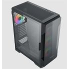 KEEP OUT Számítógépház - XC-901 PRO (fekete, ablakos, 4x12cm ARGB venti, microATX,  1xUSB3.0, 1xType-C)