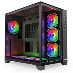   NJOY Számítógépház -  AURA (fekete, ablakos, ATX, 7x12cm, 2xUSB3.0, 1x USB-C)