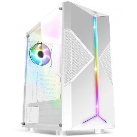 Spirit of Gamer Számítógépház - CLONE 3 White (fekete, ablakos, 2x12cm ventilátor, alsó táp,  ATX, 1xUSB3.0, 2xUSB2.0)