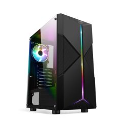   Spirit of Gamer Számítógépház - CLONE 3 Black (fekete, ablakos, 2x12cm ventilátor, alsó táp,  ATX, 1xUSB3.0, 2xUSB2.0)