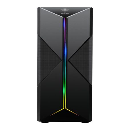 Spirit of Gamer Számítógépház - CLONE 3 Black (fekete, ablakos, 2x12cm ventilátor, alsó táp,  ATX, 1xUSB3.0, 2xUSB2.0)