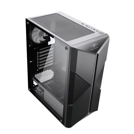 Spirit of Gamer Számítógépház - CLONE 3 Black (fekete, ablakos, 2x12cm ventilátor, alsó táp,  ATX, 1xUSB3.0, 2xUSB2.0)