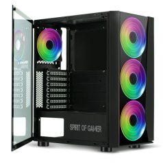   Spirit of Gamer Számítógépház - GHOST III RGB (fekete, ablakos, 4x12cm ventilátor, ATX, mATX, 2xUSB3.0, 1xUSB2.0)
