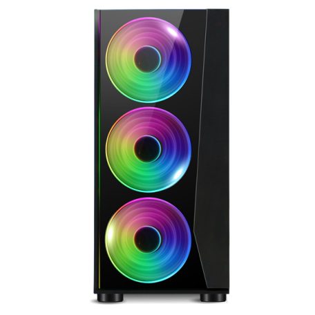 Spirit of Gamer Számítógépház - GHOST III RGB (fekete, ablakos, 4x12cm ventilátor, ATX, mATX, 2xUSB3.0, 1xUSB2.0)