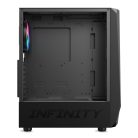 Spirit of Gamer Számítógépház - INFINITY Black (fekete, ablakos, 2x12cm ventilátor, alsó táp,  ATX, 1xUSB3.0, 2xUSB2.0)