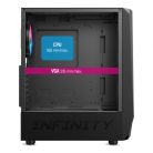 Spirit of Gamer Számítógépház - INFINITY Black (fekete, ablakos, 2x12cm ventilátor, alsó táp,  ATX, 1xUSB3.0, 2xUSB2.0)
