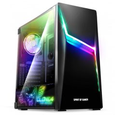   Spirit of Gamer Számítógépház - CLONE 4 Black (fekete, ablakos, 8x12cm ventilátor, alsó táp,  ATX, 1xUSB3.0, 2xUSB2.0)