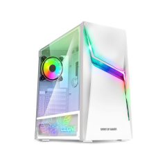   Spirit of Gamer Számítógépház - CLONE 4 White (fekete, ablakos, 2x12cm ventilátor, alsó táp,  ATX, 1xUSB3.0, 2xUSB2.0)