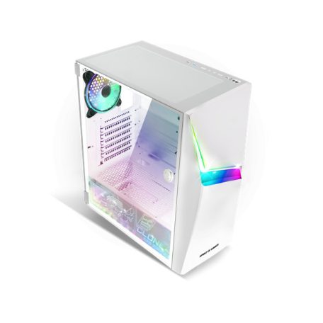 Spirit of Gamer Számítógépház - CLONE 4 White (fekete, ablakos, 2x12cm ventilátor, alsó táp,  ATX, 1xUSB3.0, 2xUSB2.0)
