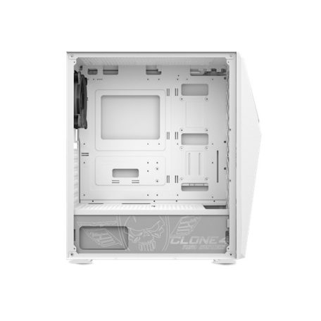Spirit of Gamer Számítógépház - CLONE 4 White (fekete, ablakos, 2x12cm ventilátor, alsó táp,  ATX, 1xUSB3.0, 2xUSB2.0)