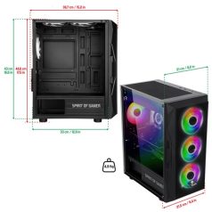   Spirit of Gamer Számítógépház - Rogue VII RGB (fekete, ablakos, 6x12cm ventilátor, alsó táp,  mATX, 1xUSB3.0, 2xUSB2.0)