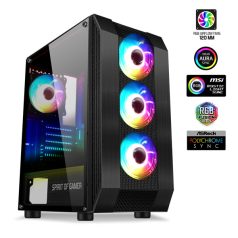   Spirit of Gamer Számítógépház - Rogue VI RGB (fekete, ablakos, 8x12cm ventilátor, alsó táp,  ATX, 1xUSB3.0, 2xUSB2.0)