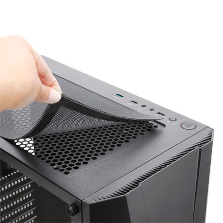 Spirit of Gamer Számítógépház - Rogue V RGB (fekete, ablakos, 2x12cm ventilátor, alsó táp,  ATX, 1xUSB3.0, 2xUSB2.0)