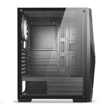 Spirit of Gamer Számítógépház - Rogue V RGB (fekete, ablakos, 2x12cm ventilátor, alsó táp,  ATX, 1xUSB3.0, 2xUSB2.0)
