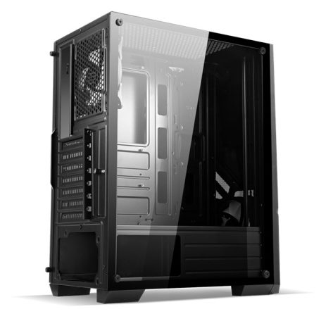 Spirit of Gamer Számítógépház - Rogue V RGB (fekete, ablakos, 2x12cm ventilátor, alsó táp,  ATX, 1xUSB3.0, 2xUSB2.0)