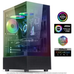   Spirit of Gamer Számítógépház - SPECTRA Black (fekete, ablakos, 3x12cm ventilátor, alsó táp,  ATX, 1xUSB3.0, 2xUSB2.0)