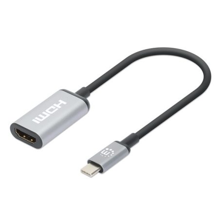 Manhattan Kábel átalakító - 4K@60Hz USB-C to HDMI Adapter, Active, Aluminum, Ezüst