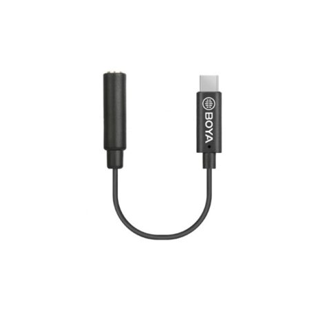 BOYA Kábel - BY-K4 (3,5 mm-es TRS anya - USB-C apa adapterkábel, 6cm)