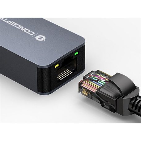Conceptronic Kábel - ABBY12GC (USB-C to RJ-45, 2,5 Gbit, Wake-on-LAN, szürke)