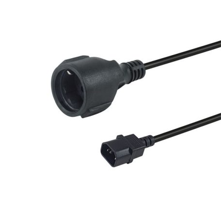 Equip Tápkábel - 112106 (PC tápkábel hosszabbító, C14 to CEE 7/3, fekete, 25cm)
