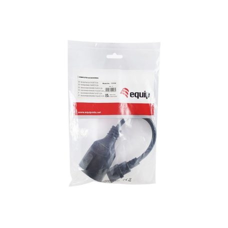 Equip Tápkábel - 112106 (PC tápkábel hosszabbító, C14 to CEE 7/3, fekete, 25cm)