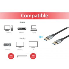   Equip Kábel - 119282 (Premium, DisplayPort2.1 kábel, 4K/240Hz, apa/apa, fekete, 2m)